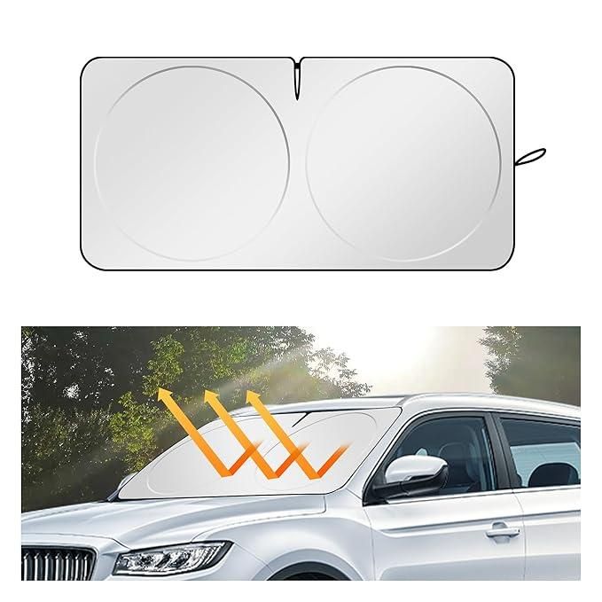 Car Sunshade Windshield, iClover Foldable Front Auto Car Windowshield Sun Shade Folding Silvering Sun Visor - UV Coating for UV Ray Deflector Full Protection L Size