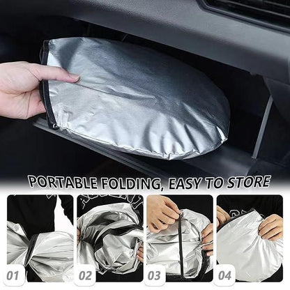 Car Sunshade Windshield, iClover Foldable Front Auto Car Windowshield Sun Shade Folding Silvering Sun Visor - UV Coating for UV Ray Deflector Full Protection L Size