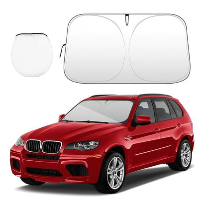 Car Sunshade Windshield, iClover Foldable Front Auto Car Windowshield Sun Shade Folding Silvering Sun Visor - UV Coating for UV Ray Deflector Full Protection L Size